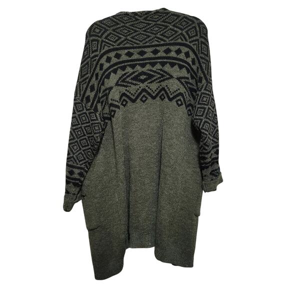 Kristine Women's L/XL Aztec Print Duster Cardigan with Pockets - Picture 2 of 5